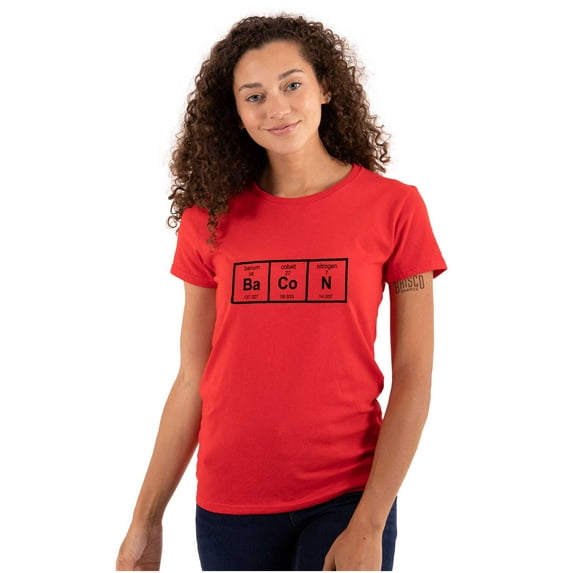 Ba Co N Bacon Food Science Nerd Geeky Womens Slim Fit Graphic Tee Brisco Brands X