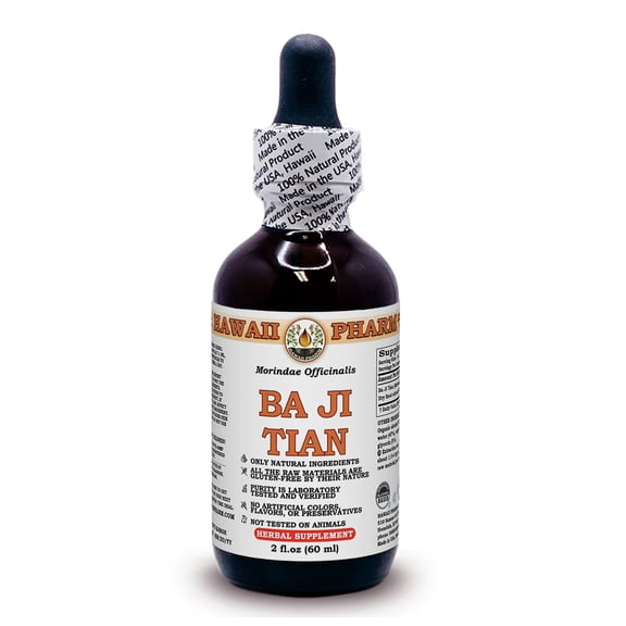 Ba Ji Tian (Morindae Officinalis) Dry Root Liquid Extract. Expertly Extracted by Trusted HawaiiPharm Brand. Absolutely Natural. Proudly made in USA. Tincture 2 Fl.Oz