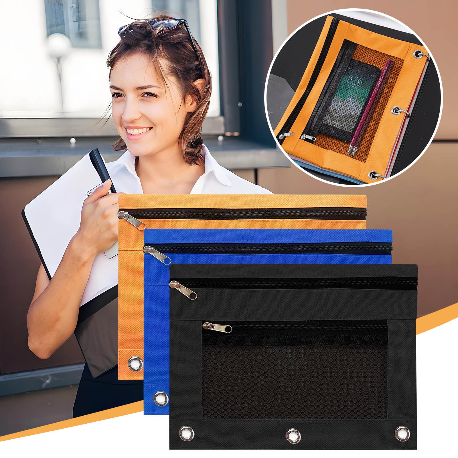 Ba^cktos^chool pencil case, large capacity zipper, multi-compartment ...