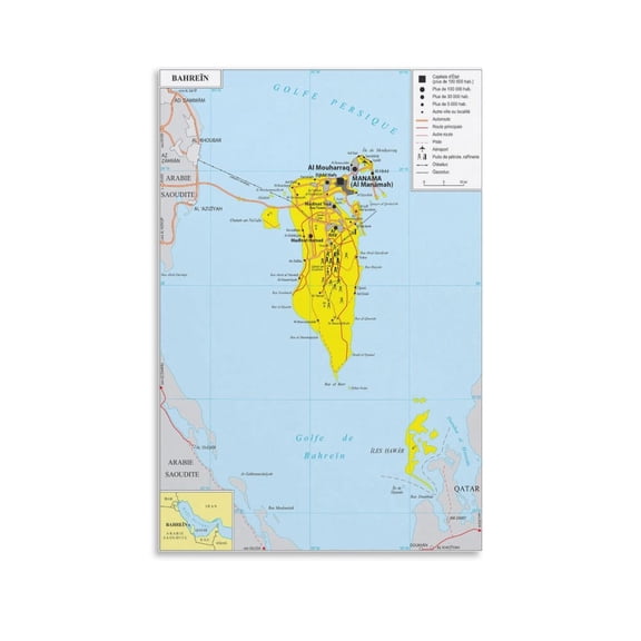 Ba-hrain Map Posters Gifts Canvas Painting Poster Wall Art Decorative Picture Prints Modern Decor 08x12inch(20x30cm)