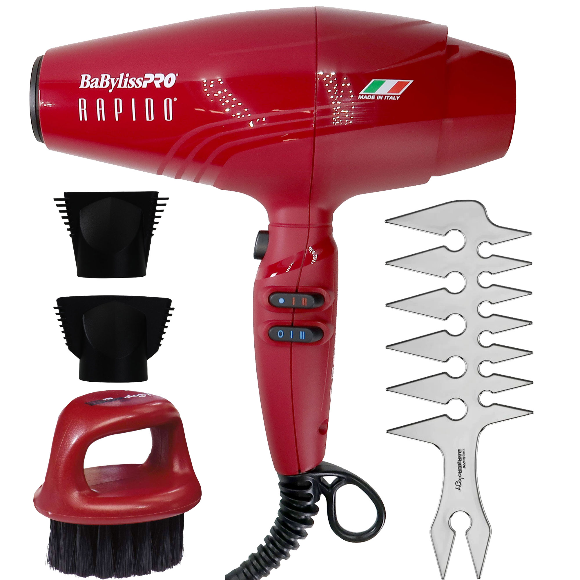 BaByliss Pro Nano Titanium Hair Dryer Red BRRAP1 with Knuckle Neck