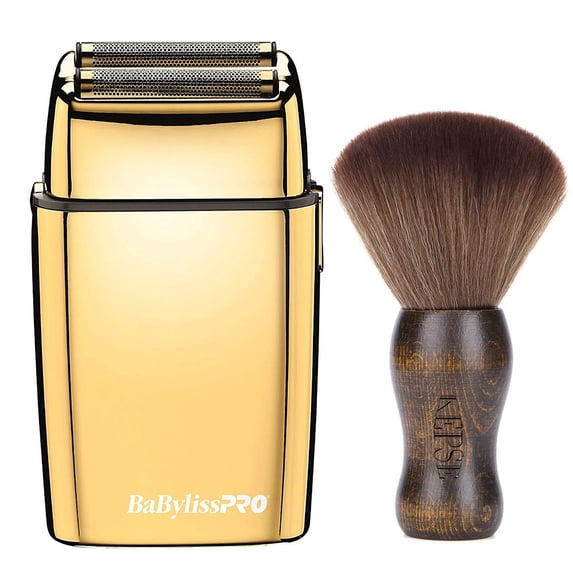 BaBylissPRO GOLD FOILFX02 Cordless Metal Double Foil Shaver FXFS2G With a Bonus KEPSE Neck Duster