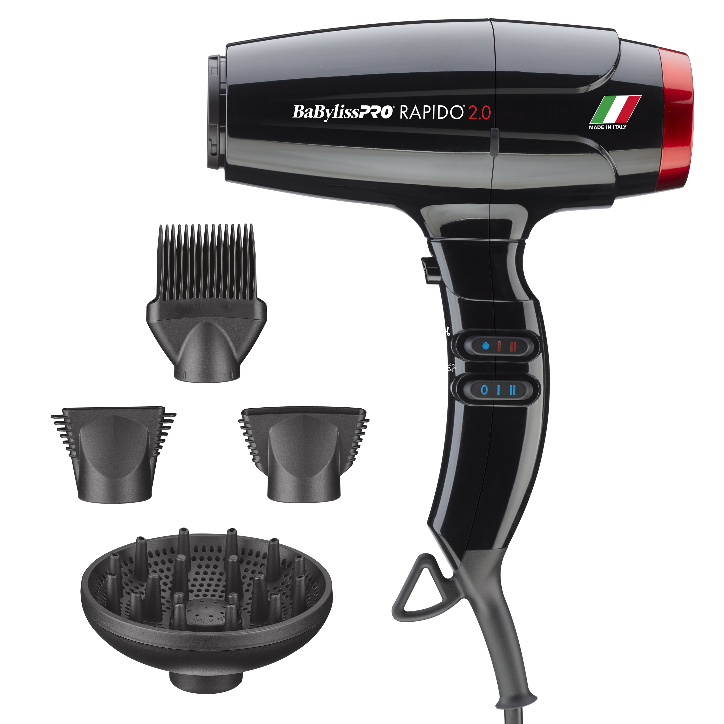 BaBylissPRO Rapido 2.0 Ionic Hair Dryer, High Speed, Black