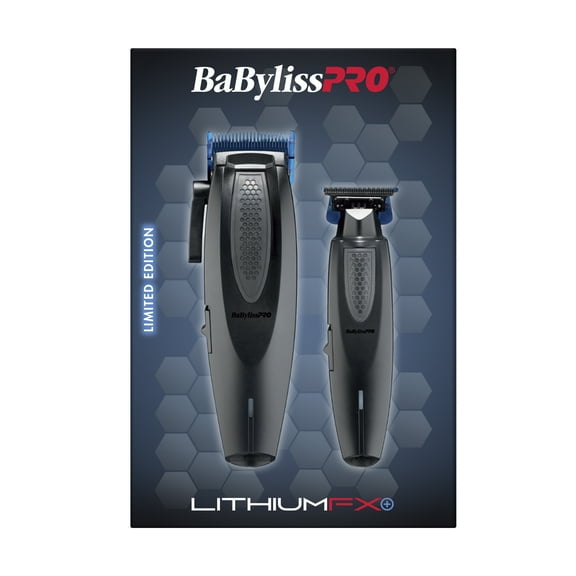 BaBylissPRO Limited Edition LithiumFX+ Cord/Cordless Lithium Ergonomic Clipper & Trimmer Prepack (Black + Blue)
