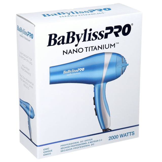 BaBylissPRO Nano Titanium Lightweight Ionic Hair Dryers, Blue