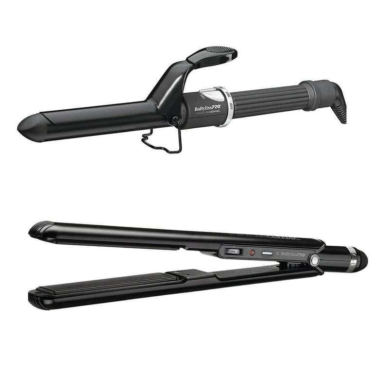 BaBylissPRO Porcelain Ceramic 1 Straightener 1 Curling Iron Bundle