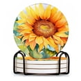thumbnail image 1 of BaHomeck Drink Coasters Set of 4 with Holder Cute Sunflower Yellow Water Absorbent Ceramic Coasters Tabletop Protection,Suitable for Various Cup ,Home Decor, 1 of 4