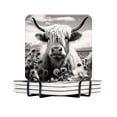 thumbnail image 1 of BaHomeck Drink Coasters Set Of 4 With Holder Highland Cow Standing Amidst Field Of Flowers Water Absorbent Ceramic Coasters Tabletop Protection,Suitable For Various Cup,Home Decor, 1 of 4