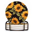 thumbnail image 1 of BaHomeck Drink Coasters Set of 4 with Holder Seamless pattern with sunflowers Water Absorbent Ceramic Coasters Tabletop Protection,Suitable for Various Cup ,Home Decor, 1 of 4