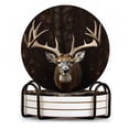 thumbnail image 1 of BaHomeck Drink Coasters Set of 4 with Holder buck deer with large antlers hanging on the wall Water Absorbent Ceramic Coasters Tabletop Protection,Suitable for Various Cup ,Home Decor, 1 of 4