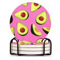 thumbnail image 1 of BaHomeck Drink Coasters Set of 4 with Holder seamless pattern of avocado slices on pink background Water Absorbent Ceramic Coasters Tabletop Protection,Suitable for Various Cup ,Home Decor, 1 of 4