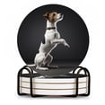 thumbnail image 1 of BaHomeck Drink Coasters Set of 4 with Holder white and brown Jack Russell Terrier dog Water Absorbent Ceramic Coasters Tabletop Protection,Suitable for Various Cup ,Home Decor, 1 of 4