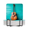 thumbnail image 1 of BaHomeck Drink Coasters Set Of 6 With Holder Acoustic Guitar Leaning Against Aqua Blue Wall Water Absorbent Ceramic Coasters Tabletop Protection,Suitable For Various Cup,Home Decor, 1 of 4