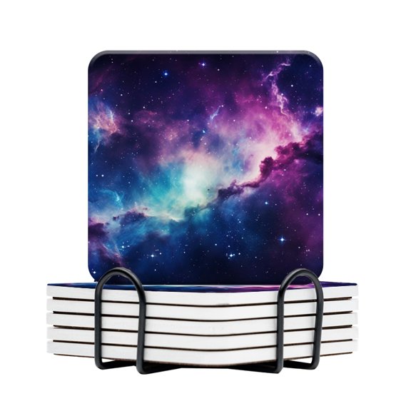 BaHomeck Drink Coasters Set Of 6 With Holder The Amazing The Galaxy Background Water Absorbent Ceramic Coasters Tabletop Protection,Suitable For Various Cup,Home Decor