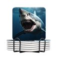 thumbnail image 1 of BaHomeck Drink Coasters Set Of 6 With Holder Aggressive White Shark With Mouth Open Water Absorbent Ceramic Coasters Tabletop Protection,Suitable For Various Cup,Home Decor, 1 of 4