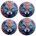 thumbnail image 1 of BaHomeck Electric Stove Burner Covers Set of 4,Round Metal Gas Stove Burner Covers 8 Inch and 10 Inch,Kitchen Decor,Colorful Fox Head With Vibrant Colors And Surrounded By Flowers And Leaves, 1 of 2