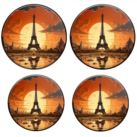 BaHomeck Electric Stove Burner Covers Set of 4,Round Metal Gas Stove Burner Covers 8 Inch and 10 Inch,Kitchen Decor,Eiffel Tower In Paris During The Autumn Season