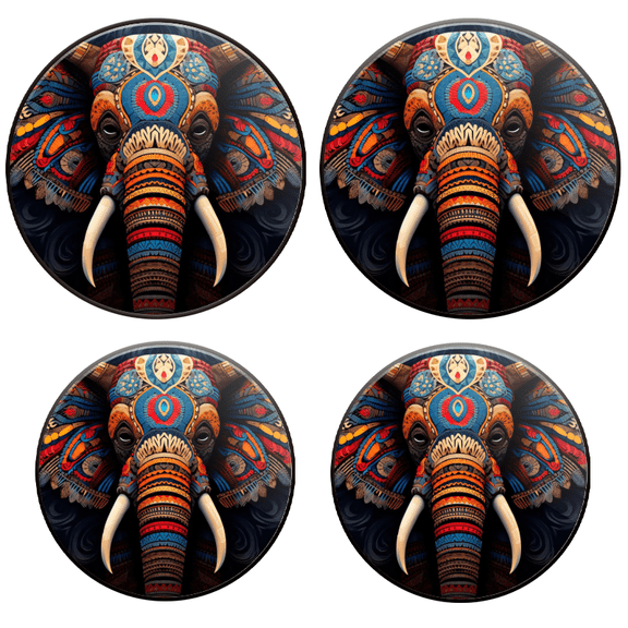 BaHomeck Electric Stove Burner Covers Set of 4,Round Metal Gas Stove Burner Covers 8 Inch and 10 Inch,Kitchen Decor,Symmetrical Colorful Elephant With Wings