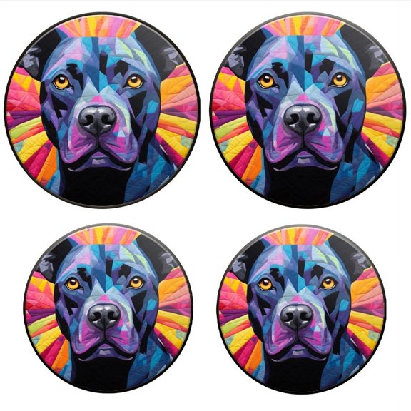BaHomeck Electric Stove Burner Covers Set of 4,Round Metal Gas Stove Burner Covers 8 Inch and 10 Inch,Kitchen Decor,Abstract Art Painting Of Black Pitbull