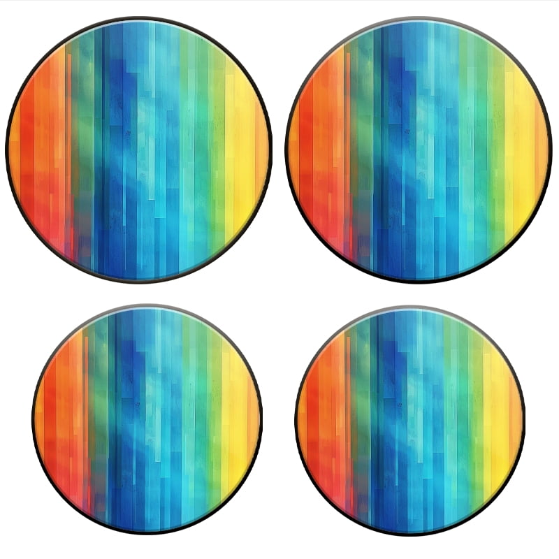BaHomeck Electric Stove Burner Covers Set of 4,Round Metal Gas Stove Burner Covers 8 Inch and 10 Inch,Kitchen Decor,Abstract Rainbow-Colored Wooden Background