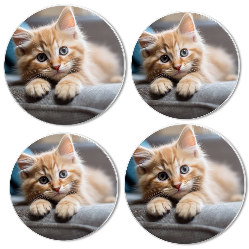 BaHomeck Electric Stove Burner Covers Set of 4,Round Metal Gas Stove Burner Covers 8 Inch and 10 Inch,Kitchen Decor,Adorable Orange Cat With Playful And Curious Expression