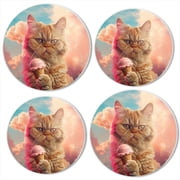 BaHomeck Electric Stove Burner Covers Set of 4,Round Metal Gas Stove Burner Covers 8 Inch and 10 Inch,Kitchen Decor,AngryCat Holding Ice Cream Cone In The Sky