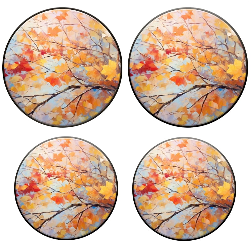 BaHomeck Electric Stove Burner Covers Set of 4,Round Metal Gas Stove Burner Covers 8 Inch and 10 Inch,Kitchen Decor,Autumn Leaves With Colorful Fall Foliage On Tree Branches