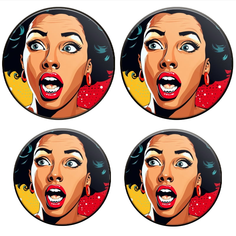 BaHomeck Electric Stove Burner Covers Set of 4,Round Metal Gas Stove Burner Covers 8 Inch and 10 Inch,Kitchen Decor,Beautiful Black Woman With Shocked Expression On Face