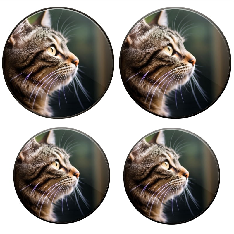 BaHomeck Electric Stove Burner Covers Set of 4,Round Metal Gas Stove Burner Covers 8 Inch and 10 Inch,Kitchen Decor,Beautiful Cat Looking Out The Window