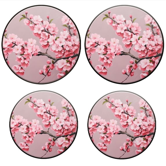 BaHomeck Electric Stove Burner Covers Set of 4,Round Metal Gas Stove Burner Covers 8 Inch and 10 Inch,Kitchen Decor,Beautiful Peach Blossom Painting With Pink Background