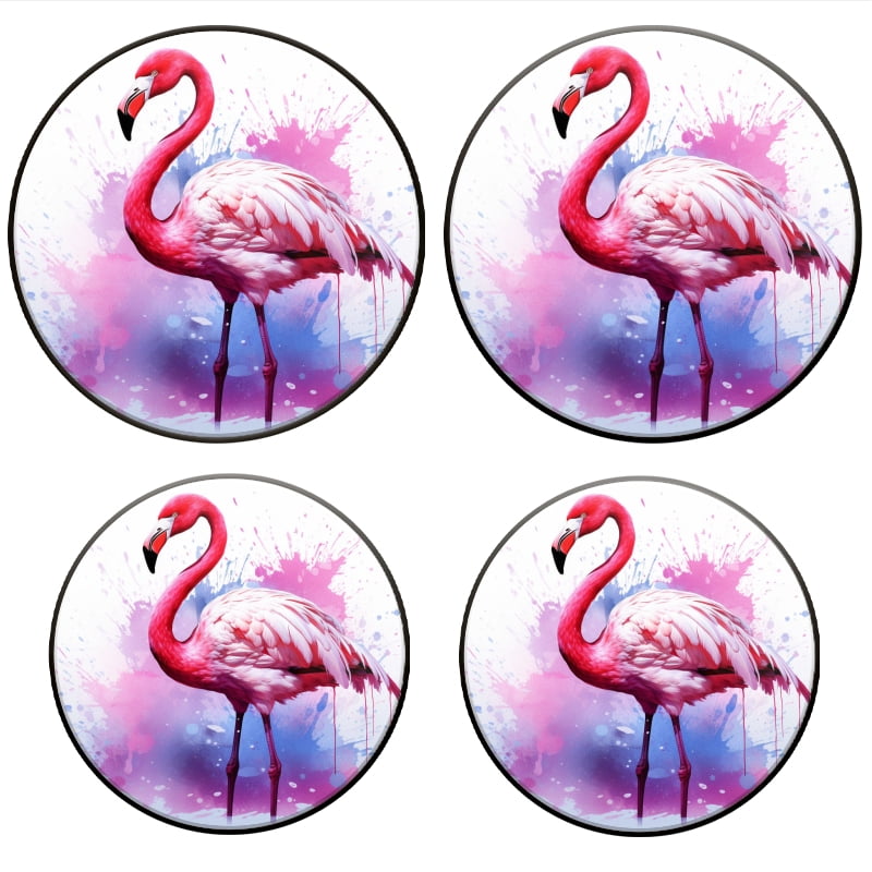 BaHomeck Electric Stove Burner Covers Set of 4,Round Metal Gas Stove Burner Covers 8 Inch and 10 Inch,Kitchen Decor,Beautiful Pink Flamingo Standing On White Background