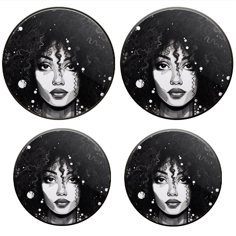 BaHomeck Electric Stove Burner Covers Set of 4,Round Metal Gas Stove Burner Covers 8 Inch and 10 Inch,Kitchen Decor,Beautiful Woman With Big Curly Hair And Detailed Face