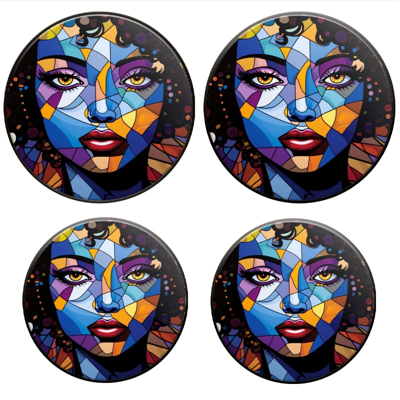BaHomeck Electric Stove Burner Covers Set of 4,Round Metal Gas Stove Burner Covers 8 Inch and 10 Inch,Kitchen Decor,Beautiful Woman With Curly Hair And Big Eyes