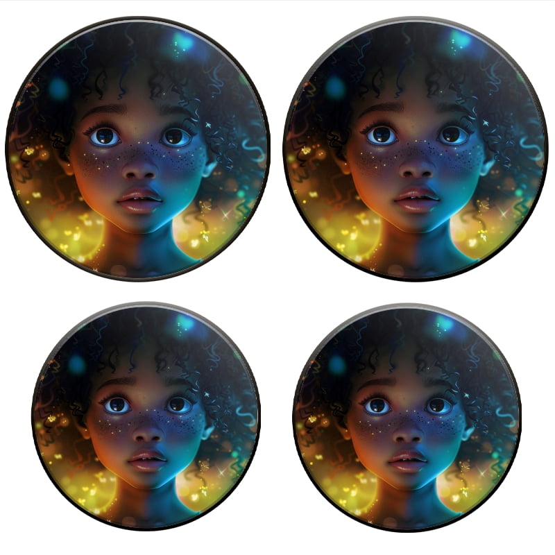 BaHomeck Electric Stove Burner Covers Set of 4,Round Metal Gas Stove Burner Covers 8 Inch and 10 Inch,Kitchen Decor,Beautiful YoungGirl With Big Eyes And Curly Hair