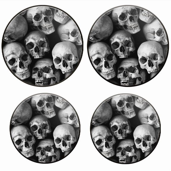 BaHomeck Electric Stove Burner Covers Set of 4,Round Metal Gas Stove Burner Covers 8 Inch and 10 Inch,Kitchen Decor,Black-And-White Photograph Of Skulls In Endless