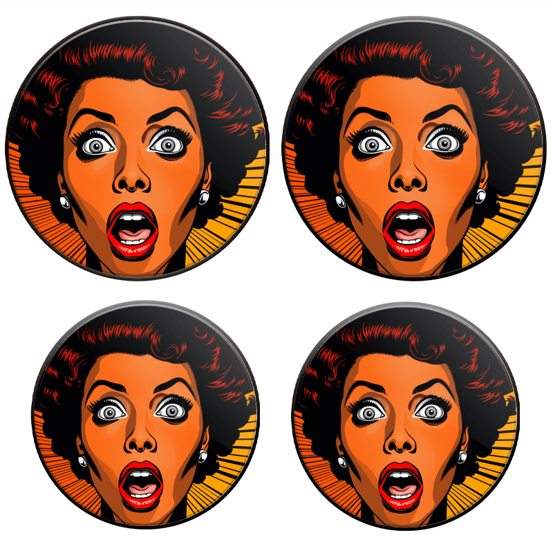 BaHomeck Electric Stove Burner Covers Set of 4,Round Metal Gas Stove Burner Covers 8 Inch and 10 Inch,Kitchen Decor,Black Woman With Shocked Facial Expression