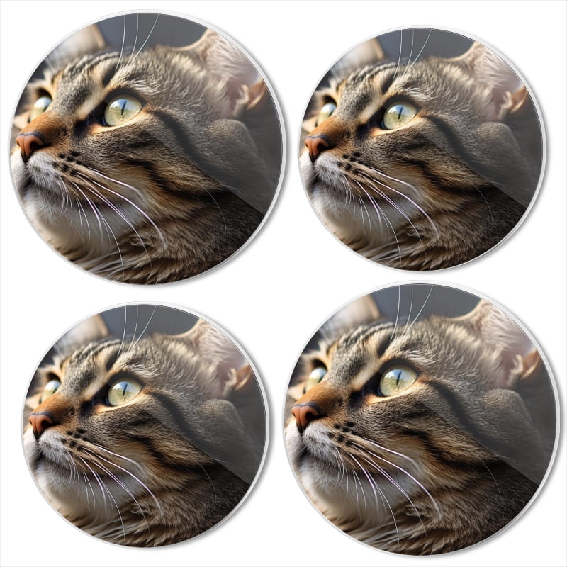 BaHomeck Electric Stove Burner Covers Set of 4,Round Metal Gas Stove Burner Covers 8 Inch and 10 Inch,Kitchen Decor,Bobtail Cat Looking Off Into The Distance