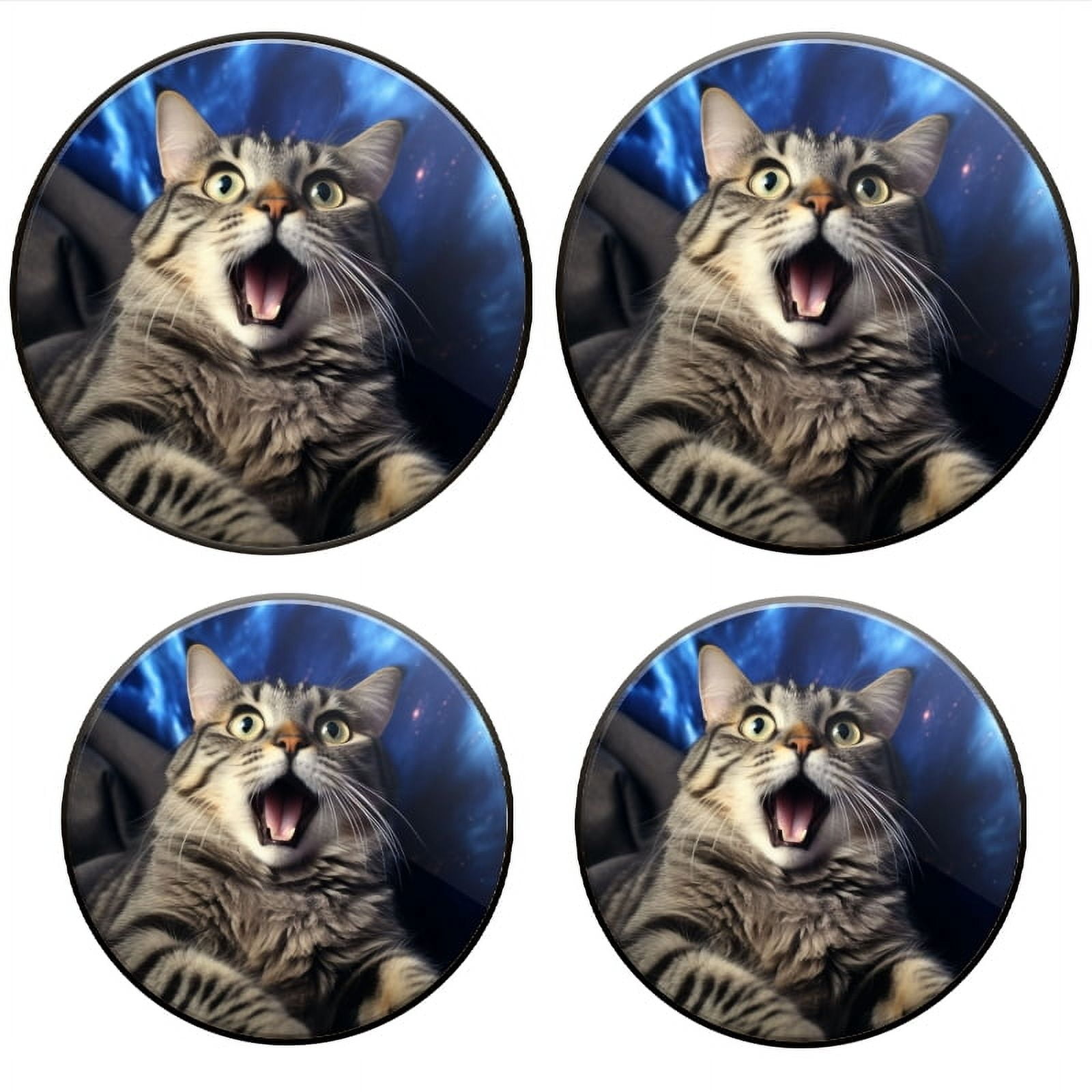 BaHomeck Electric Stove Burner Covers Set of 4,Round Metal Gas Stove Burner Covers 8 Inch and 10 Inch,Kitchen Decor,Cat Sitting On The Sofa With Surprised Expression