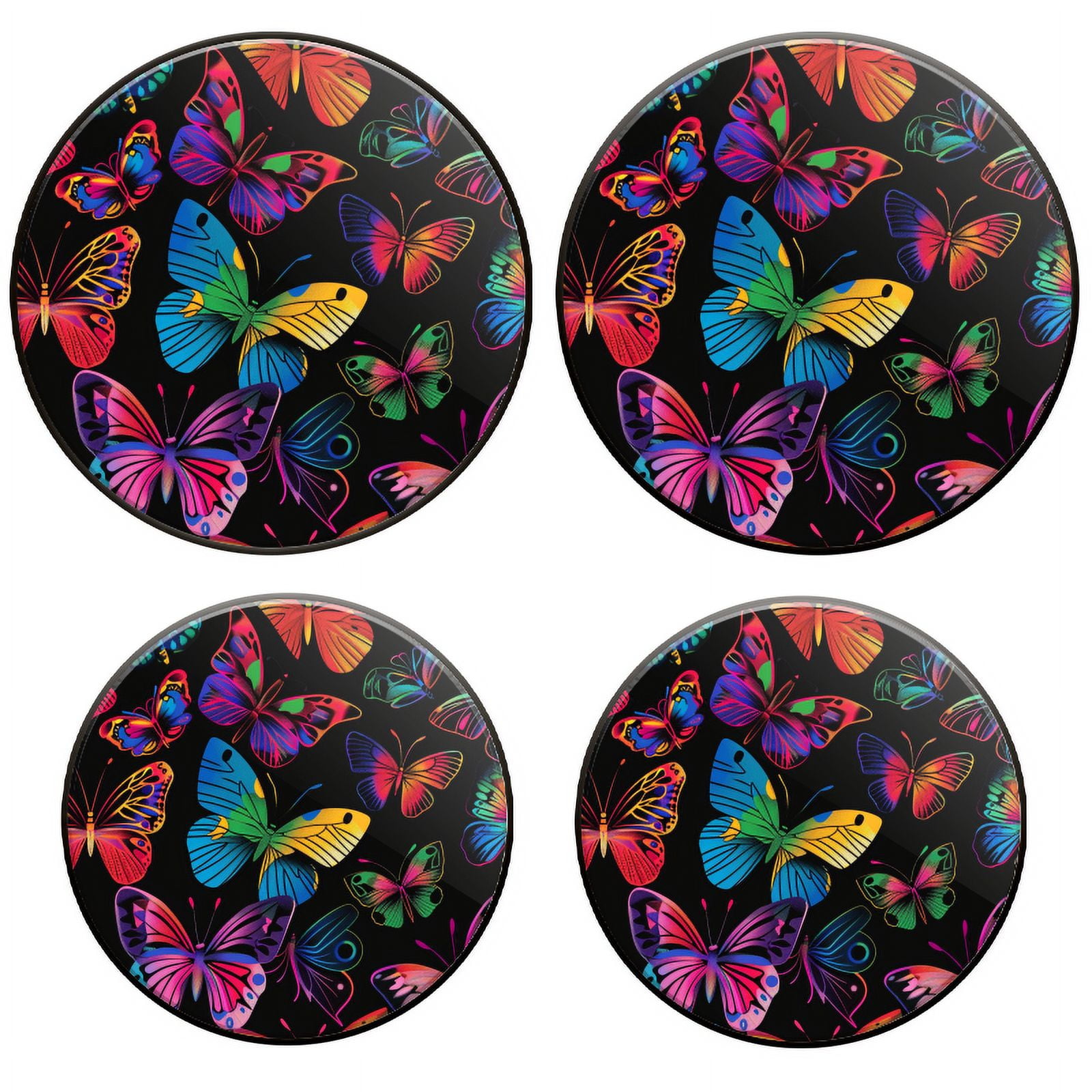 BaHomeck Electric Stove Burner Covers Set of 4,Round Metal Gas Stove Burner Covers 8 Inch and 10 Inch,Kitchen Decor,Colorful Butterflies Each With Unique Design And Color Palette
