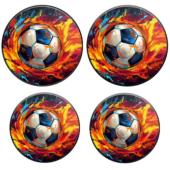 BaHomeck Electric Stove Burner Covers Set of 4,Round Metal Gas Stove Burner Covers 8 Inch and 10 Inch,Kitchen Decor,Colorful Vector Illustration Of Soccer Ball On Fire