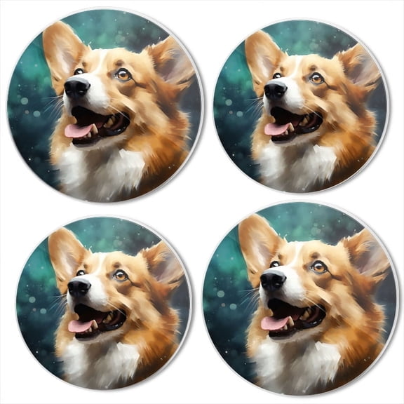 BaHomeck Electric Stove Burner Covers Set of 4,Round Metal Gas Stove Burner Covers 8 Inch and 10 Inch,Kitchen Decor,Corgi Dog Cute Face With Tongue Out And Happy Expression