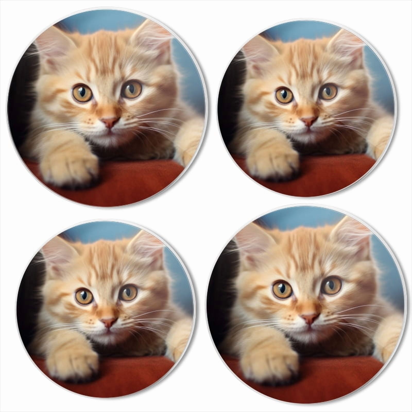 BaHomeck Electric Stove Burner Covers Set of 4,Round Metal Gas Stove Burner Covers 8 Inch and 10 Inch,Kitchen Decor,Cute Orange Cat With Big Eyes Sitting On The Sofa