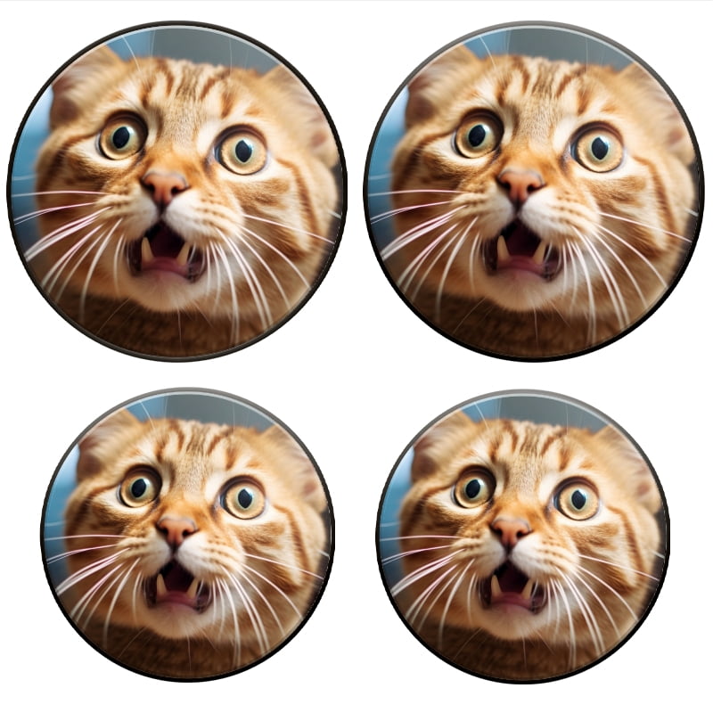 BaHomeck Electric Stove Burner Covers Set of 4,Round Metal Gas Stove Burner Covers 8 Inch and 10 Inch,Kitchen Decor,Ginger Cat Looking Shocked And Surprised