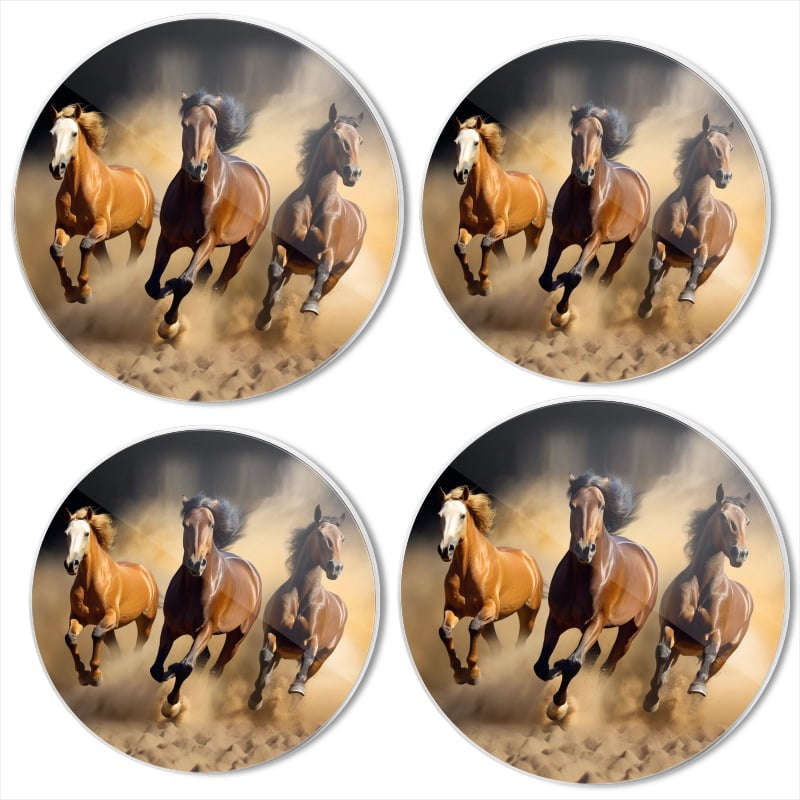 BaHomeck Electric Stove Burner Covers Set of 4,Round Metal Gas Stove Burner Covers 8 Inch and 10 Inch,Kitchen Decor,Horses Running Through The Desert Dust Billowing Behind Them