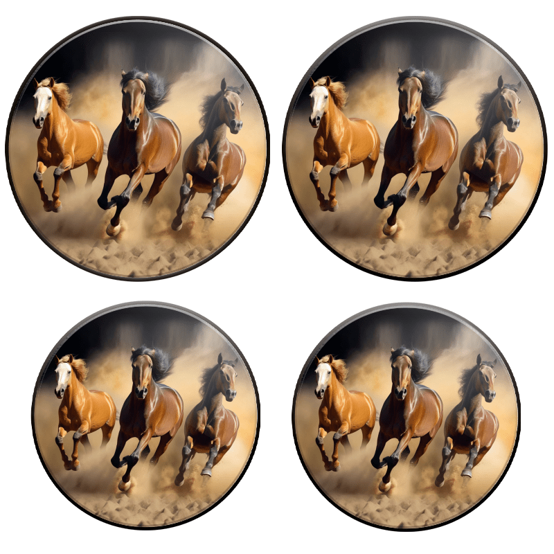 BaHomeck Electric Stove Burner Covers Set of 4,Round Metal Gas Stove Burner Covers 8 Inch and 10 Inch,Kitchen Decor,Horses Running Through The Desert Dust Billowing Behind Them
