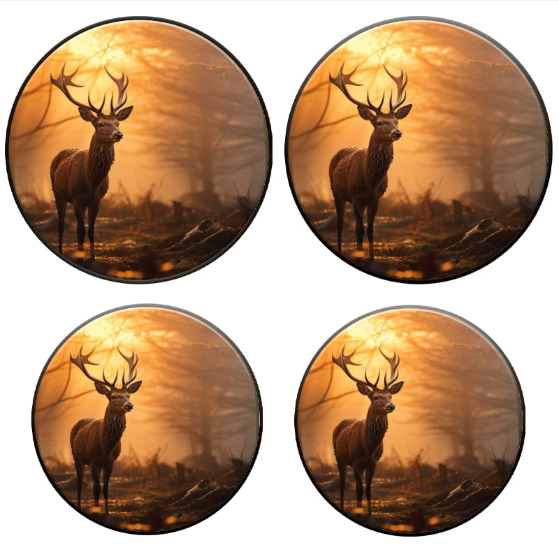 BaHomeck Electric Stove Burner Covers Set of 4,Round Metal Gas Stove Burner Covers 8 Inch and 10 Inch,Kitchen Decor,Majestic Deer Stands Tall In The Golden Light Of Sunrise