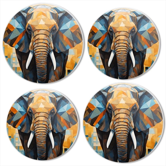 BaHomeck Electric Stove Burner Covers Set of 4,Round Metal Gas Stove Burner Covers 8 Inch and 10 Inch,Kitchen Decor,Majestic Elephant With Large Trunked Ears And Long Tusks