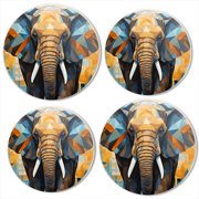 BaHomeck Electric Stove Burner Covers Set of 4,Round Metal Gas Stove Burner Covers 8 Inch and 10 Inch,Kitchen Decor,Majestic Elephant With Large Trunked Ears And Long Tusks