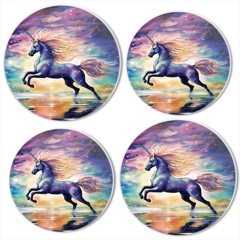 BaHomeck Electric Stove Burner Covers Set of 4,Round Metal Gas Stove Burner Covers 8 Inch and 10 Inch,Kitchen Decor,Majestic Unicorn Gracefully Leaping Over Shimmering Water