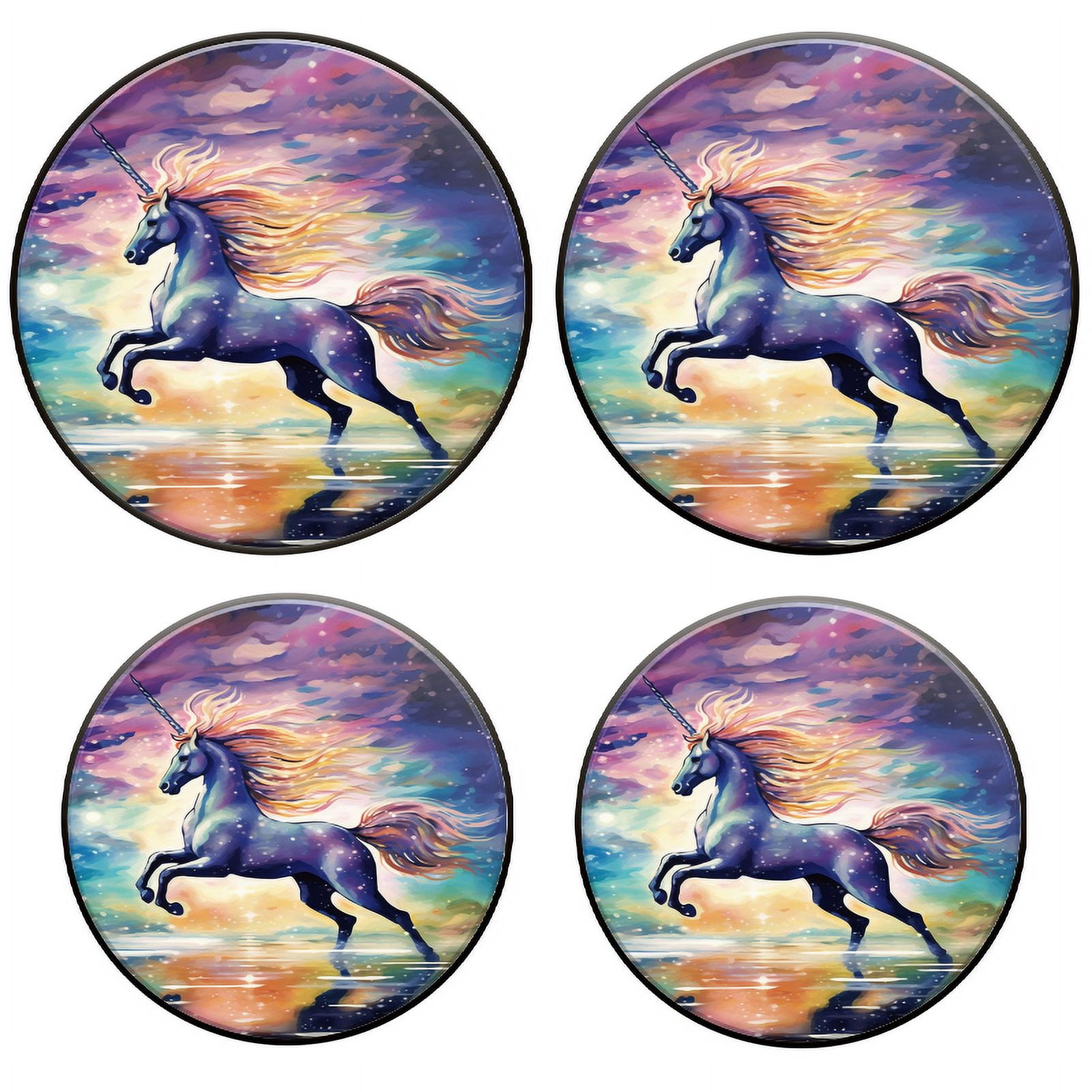 BaHomeck Electric Stove Burner Covers Set of 4,Round Metal Gas Stove Burner Covers 8 Inch and 10 Inch,Kitchen Decor,Majestic Unicorn Gracefully Leaping Over Shimmering Water
